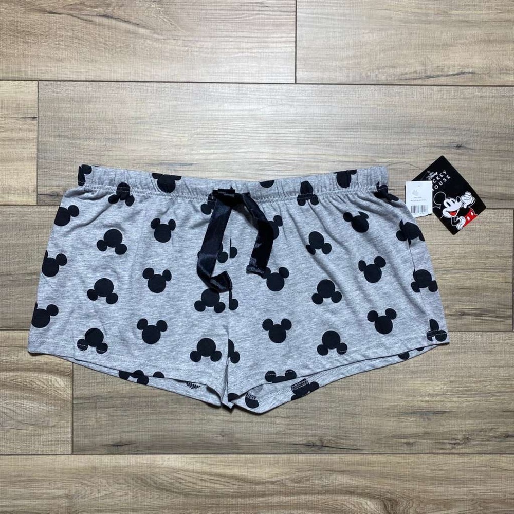 Disney Mickey Mouse‎ Women’s Mickey Head Print Pajama Shorts Size XL Gray Black